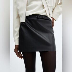 faux leather mini skirt with belt